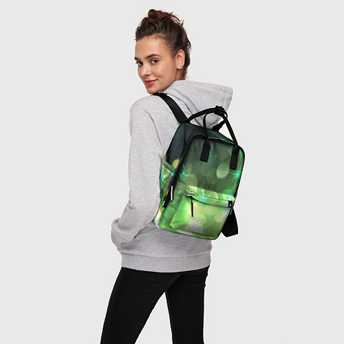 Женский рюкзак Неоновый зеленый блеск и черный фон / 3D-принт – фото 3