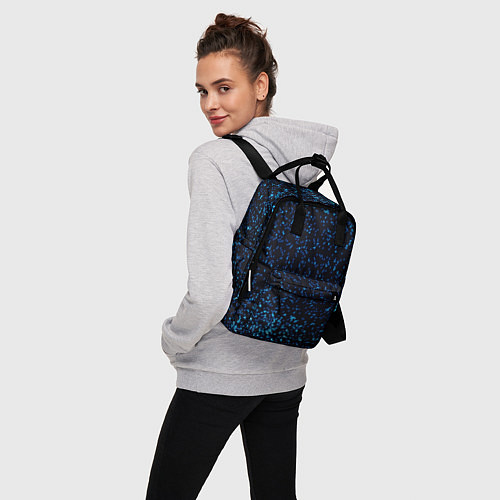 Женский рюкзак Неоновый синий блеск на черном фоне / 3D-принт – фото 3