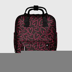 Рюкзак женский Розовые сердечки на темном фоне, цвет: 3D-принт