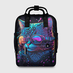 Рюкзак женский Кот неоновый, цвет: 3D-принт