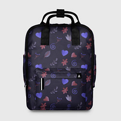 Рюкзак женский Паттерн с сердечками и цветами, цвет: 3D-принт