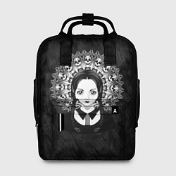 Женский рюкзак Готическая девушка и округлый орнамент с черепами