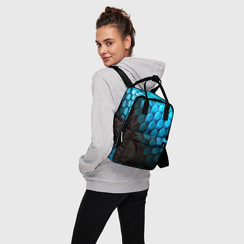 Женский рюкзак Abstraction neon blue / 3D-принт – фото 3