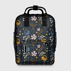 Рюкзак женский Растительный паттерн с котиками, цвет: 3D-принт