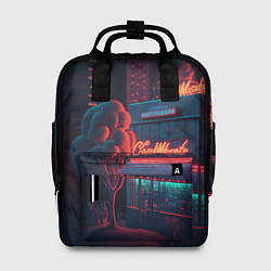 Рюкзак женский Ночные улицы в неоновом свете, цвет: 3D-принт