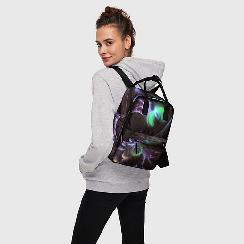 Женский рюкзак Магические фиолетовые волны и цветные космические / 3D-принт – фото 3