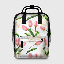 Рюкзак женский Тюльпаны в конвертах - паттерн, цвет: 3D-принт