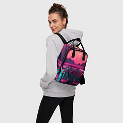 Рюкзак женский Синтвейв закат и автомобиль, цвет: 3D-принт — фото 2