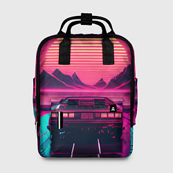 Рюкзак женский Синтвейв закат и автомобиль, цвет: 3D-принт