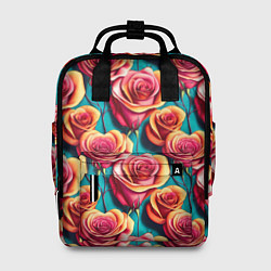 Рюкзак женский Паттерн с розами, цвет: 3D-принт