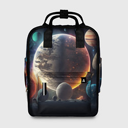 Рюкзак женский Ппланеты и космос от нейросети, цвет: 3D-принт