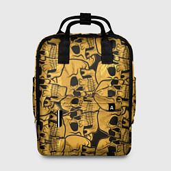 Рюкзак женский Золотистый черепной паттерн, цвет: 3D-принт