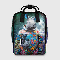 Рюкзак женский Rhino in spacesuit - neural network, цвет: 3D-принт