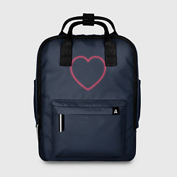 Женский рюкзак Неоновое сердце на синем фоне