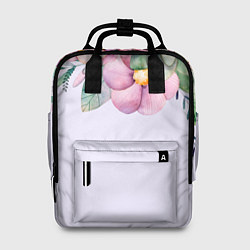 Женский рюкзак Пастельные цветы акварелью - наверху