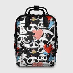 Рюкзак женский Панды с сердечками, цвет: 3D-принт