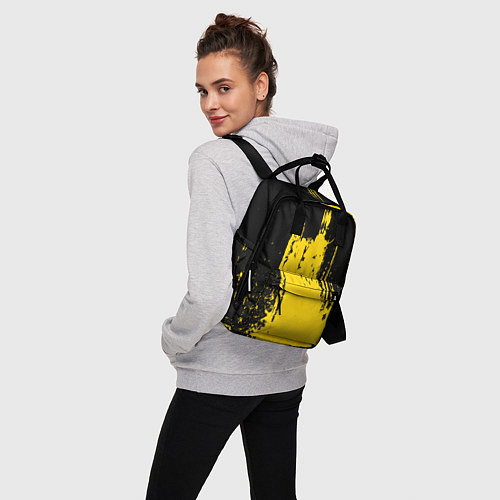 Женский рюкзак Фонтан бурлящей желтой краски / 3D-принт – фото 3