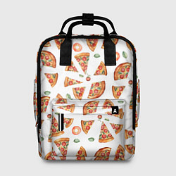 Рюкзак женский Кусочки пиццы - паттерн на белом, цвет: 3D-принт