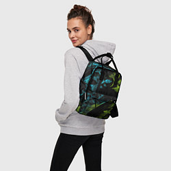 Рюкзак женский Зеленые и синие абстрактные листья, цвет: 3D-принт — фото 2