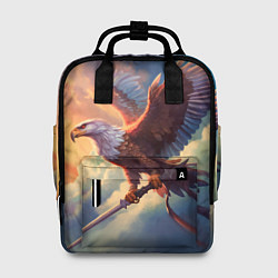 Рюкзак женский Орел с мечом в облаках на закате, цвет: 3D-принт