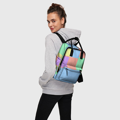 Женский рюкзак Разноцветные квадраты и прямоугольники / 3D-принт – фото 3