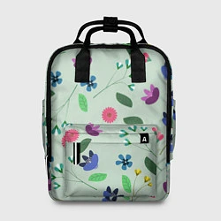 Рюкзак женский Цветы, веточки и листья, цвет: 3D-принт