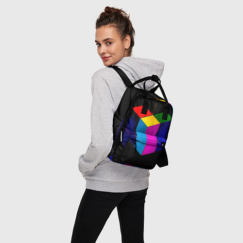 Женский рюкзак Многосторонний цветной куб / 3D-принт – фото 3