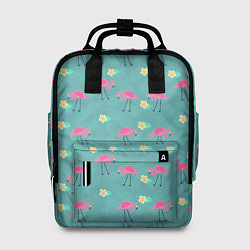 Рюкзак женский Летний паттерн с фламинго, цвет: 3D-принт