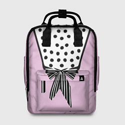Рюкзак женский Костюм Барби: черный горох с полосатым бантом, цвет: 3D-принт