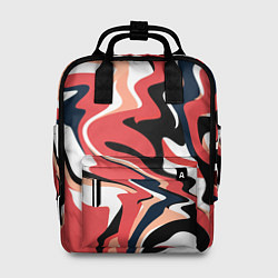 Рюкзак женский Абстракция кривые линии черно-красный, цвет: 3D-принт