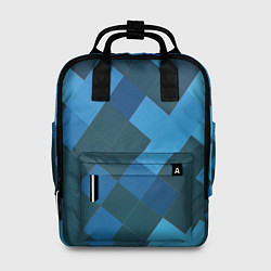 Рюкзак женский Синий прямоугольный паттерн, цвет: 3D-принт