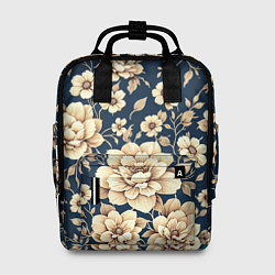 Рюкзак женский Золотые цветы узор, цвет: 3D-принт