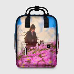 Рюкзак женский Девушка самурай и сиба ину, цвет: 3D-принт