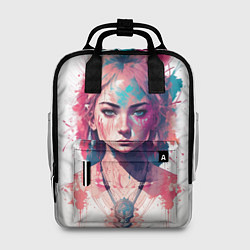 Рюкзак женский Девушка акварельные краски, цвет: 3D-принт