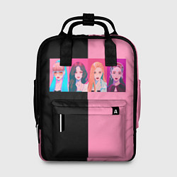 Женский рюкзак Группа Black pink на черно-розовом фоне