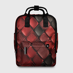 Женский рюкзак Кожаная красно черная текстура
