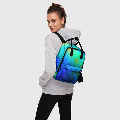 Женский рюкзак Градиент сине-зелёных оттенков - нейросеть / 3D-принт – фото 3