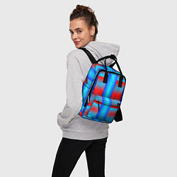 Рюкзак женский Красно-синие полосы и квадраты, цвет: 3D-принт — фото 2