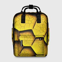 Рюкзак женский Желтые шестиугольники с трещинами - объемная текст, цвет: 3D-принт