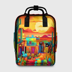 Рюкзак женский Мексиканский янтарный закат в пустыне, цвет: 3D-принт