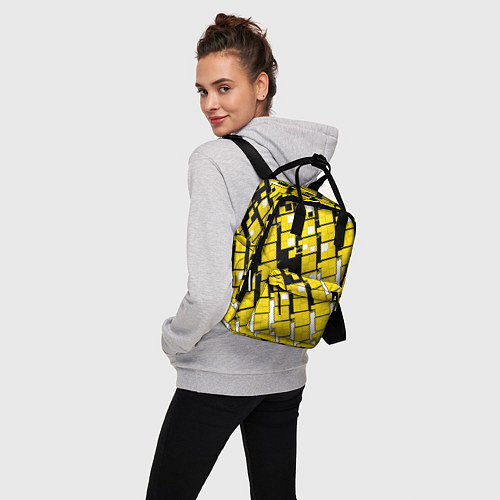 Женский рюкзак Киберпанк квадраты жёлтые / 3D-принт – фото 3