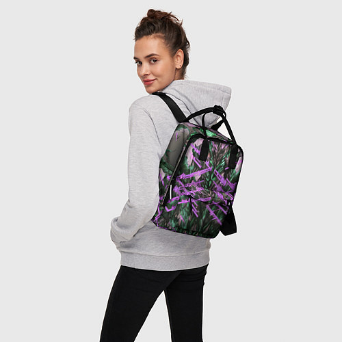 Женский рюкзак Фиолетовый элементаль киберпанк / 3D-принт – фото 3