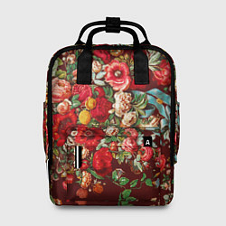 Рюкзак женский Платок цветочный узор, цвет: 3D-принт