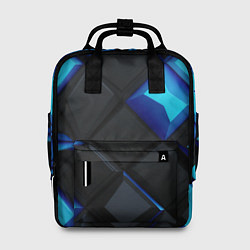 Рюкзак женский Черные и синие плитки, цвет: 3D-принт