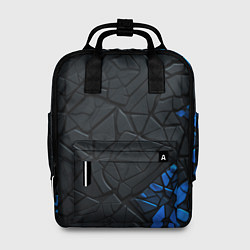Рюкзак женский Черные плиты с синими вставками, цвет: 3D-принт