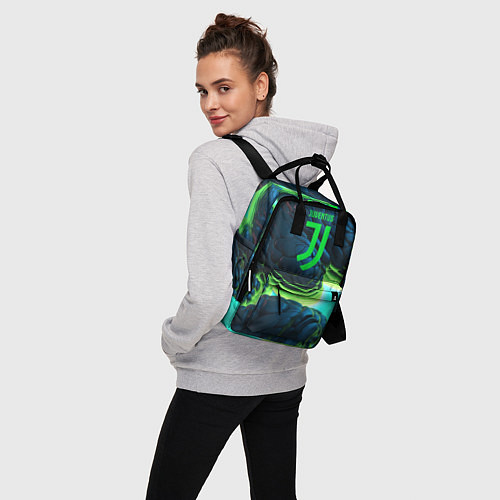 Женский рюкзак Ювентус лого на зеленых плитах / 3D-принт – фото 3
