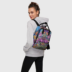 Рюкзак женский Зеркальный цветочный паттерн с птицами - мода - не, цвет: 3D-принт — фото 2