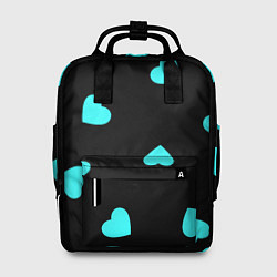 Женский рюкзак С голубыми сердечками на черном