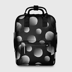 Рюкзак женский Шары в полоску на черном фоне, цвет: 3D-принт