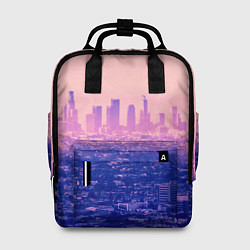 Рюкзак женский Город в розовом и фиолетовом цветах, цвет: 3D-принт